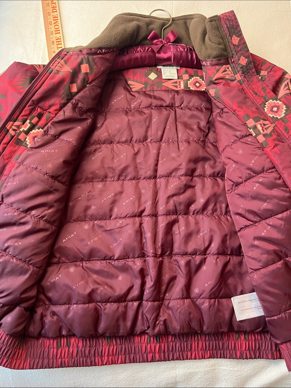 Ariat Women's Wine Red Aztec Quilted Puffer Jacket - Picture 9 of 16